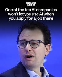 AI is circumventing the evaluation of human qualities and skill," a top  tech recruiter told BI. (Credit: REUTERS) #ai #artificialintelligence  #anthropic #jobapplications
