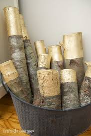 Gold Painted Decorative Logs Natural Home Decor Gold Spray Paint Old Wood
