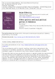 Alamat link ujian army ( kuis bts ) part 3 edisi harapan member bts 2020 google form. Pdf Ethnic Politics And Local Political Parties In Indonesia