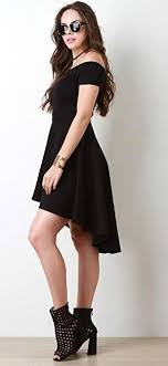 Sarin Mathews Women Off The Shoulder Short Sleeve High Low Cocktail Skater Dress Pinterest Starmeen High Low Cocktail Dress Cocktail Skater Dress Dresses