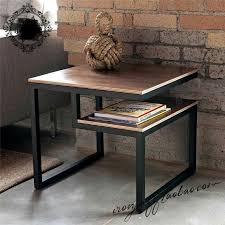 Cette table de salon est en bois d'acacia avec des pieds en fer. Table Basse Carree En Bois Et Fer 50x50x45cm Meuble De Salon Style Americain Aliexpress