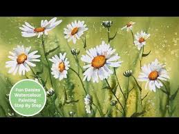 349 Tips On Painting Fun Daisies In Watercolour Step By Step Tutorial Watercolor Flowers Tutorial Watercolor Paintings Tutorials Watercolor Flowers Paintings