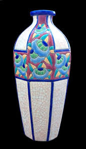 Antique Art Deco Emaux De Longwy Octogonal Vase 1920s Art Deco Decor Pottery Art Art Decoration