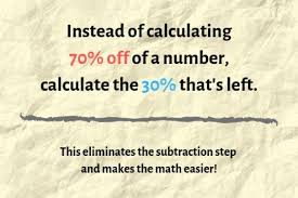 How Much Is 70 Percent Off Calculating Percentages In Your Head Math Tricks Math Statistics Math
