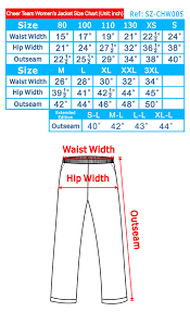 cheerleading uniform size chart