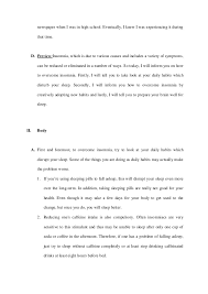 How is the speech organized? Informative Speech Outline Overcome Insomnia