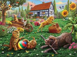 Start solving your favorite jigsaw puzzle now! 3 X 1000 Piece Jigsaw Puzzles Garden Puppies Pups Kittens Kittens Garden Puzzles Lenka Creations Toys Hobbies