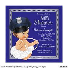Girls Police Baby Shower Invitations Zazzle Com Police Baby Shower Police Baby Baby Shower Invites For Girl