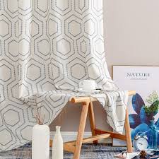 If you have large windows, it can be a struggle to find extra wide curtains for a decent price, without losing a look of elegance. Buy Blue Linen Like Window Curtains Honeycomb Embroidered Design Living Room Curtain Drapes Bedroom Bronze Grommet Window Treatment Set 1 Pair 95 Inch Online In Turkey B07z9zc9j8