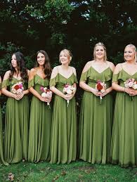 Jenny Yoo Collection Bridesmaids The Mila Dress Features Off Shoulder Draped Sleeves That Fall Beautifu Bridal Party Dresses Wedding Party Dresses Green Dress
