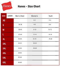 Size Chart Hanes