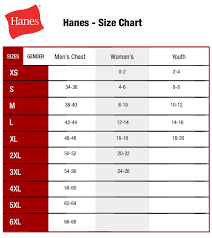 size chart hanes