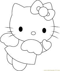 Hello kitty and the cupcakes. Angel Blue Hearts Hello Kitty Coloring Page For Kids Free Hello Kitty Printable Coloring Pages Online For Kids Coloringpages101 Com Coloring Pages For Kids