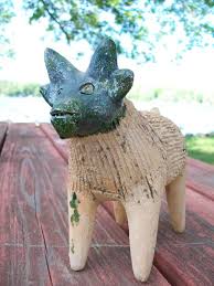 Vintage Chia Pet Seed Planter Strange Animal Collectible Mexican Terracotta Seeder Pottery Folk Art Weird Animals Chia Pet Seed Planter