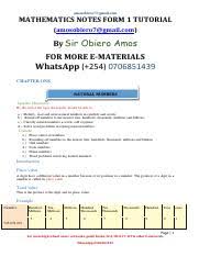 Fill out, securely sign, print or email your mathematics form 1 exercise pdf instantly with signnow. Form 1 Maths Tutorial Amosobiero7 Gmail Com Mathematics Notes Form 1 Tutorial Amosobiero7 Gmail Com By Sir Obiero Amos For More E Materials Course Hero