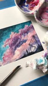 31 Easy Watercolor Art Ideas For Beginners Painting Art Projects Watercolor Clouds Watercolor Art