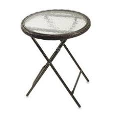 16 Wicker Round Steel Folding Table With Glass Top Bed Bath Beyond Table Accent Table Folding Table