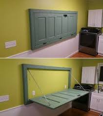 Fold Down Table Made From An Old Door Laundry Room Remodel Laundry Room Organization Laundry Room Storage