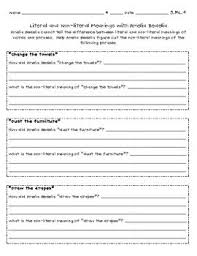 Literal And Non Literal Meanings With Amelia Bedelia 3 Rl 4 Amelia Bedelia Reading Literature Third Grade Ela