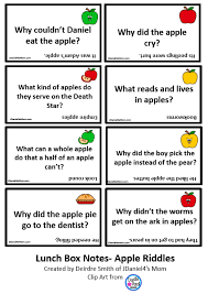 Apple Riddle Themed Lunch Notes Lunch Box Notes Lunch Box Riddles
