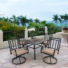 Maybe you would like to learn more about one of these? Mfstudio Dining Set 5 Pcs Patio Furniture Set 4 X Patio Swivel Chairs With 1 Square Mesh Mental Table With Umbrella Hole Overstock 32531151