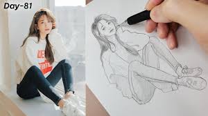 Feb 14 2018 here s a reference page just for drawing casual or relaxed standing poses. How To Draw Female Sitting On Floor Pose Casual Style Sketching Pencil Day 81 Youtube