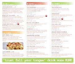 Kure Juice Bar Menu Juicing Recipes Juice Bar Menu Juice Bar