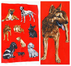 Ulster Irish Linen Towel Dogs Wall Hanging Dog Breed Chart Dog Wall Tapestry Dalmatian Boxer Terrier Labrador Poodle Alsatian Spaniel