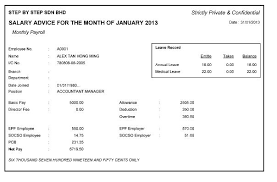 Contoh slip gaji bulanan karyawan swasta terbaru 2017. Malaysia Payslip Sample