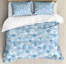 Discount classic red christmas snowflake bedding set unicorn bed linen duvet cover flat sheet pillowcase set discount : Snowflake Duvet Cover Set Winter Holiday Illustration Christmas Snowflakes On Abstract Background Decorative Bedding Set With Pillow Shams Pale Blue White By Ambesonne Walmart Com Walmart Com
