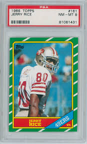 The priceguide.cards trading card database has prices achieved from actual card sales, not estimates. 1986 Topps Football 161 Jerry Rice San Francisco 49ers Rc Rookie Hof Psa 8 The Card Flip