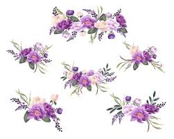 Purple Peonies Hand Painted Floral Clip Art Purple And Blush Etsy Purple Peonies Floral Painting Floral Watercolor