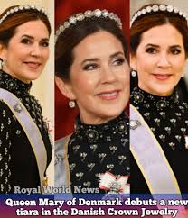 QueenMary and #KingFrederik of Denmark have appeared at the Presidential  Palace gala dinner. Mary has appeared in a tiara that has not been seen for  140 years! 👑 See more of the