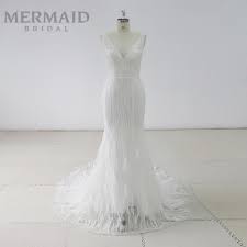 Luxury Backless Heavy Beaded Mermaid Feather Wedding Dress Wedding Dress With Feathers Wedding Dresses Lace Dresses