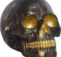 Gold Resin Skeleton Head Skull Decor Home Table Ornament