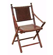 Wenge wood folding stool chinese style chair bench fishing camping handmade. Very Nice Folding Chair In Brown Leather Teak And Brass Colonial Style
