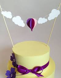 Cake Topper With Hot Air Balloon And Clouds Cake Topper For Wedding Party Baby Shower Sewn With Colored Paper Handmade 3d