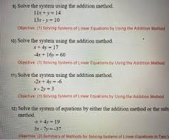 Solved 9 Solve The System Using The Addition Method 11x Chegg Com