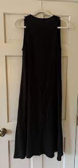 Kylie Paige Small Dress Black Sleeveless Long Shift Dress Pockets Beige  Buttons | eBay