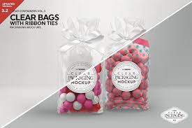 Clear Candy Bags With Ribbon Mockup Packaging Mockup Bag Mockup Label Shapes