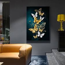 Tableau Papillon Nuit Or Argent Boutique Papillon Art Mural Papillon Tableau Papillon Mur Moderne