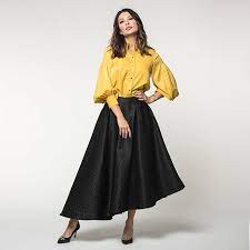 nichii saudi arabia on instagram اللون الخردلي لون الموضة في نتشي بلوزة 129 ريال تنورة 160 ريال lc1921 high waisted skirt fashion midi skirt