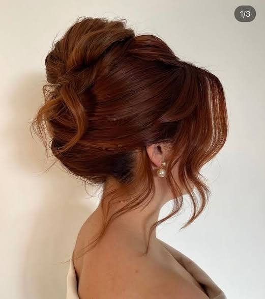 Bridal hair updo french twist | Wedding french twist updo, Red hair, Hair colours