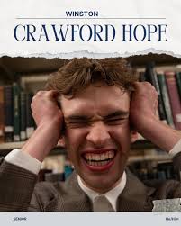 Happy opening to our SOLD OUT production of 1984!! To celebrate all their  work these past few months, we'd love to introduce you to our amazing cast  <3 Crawford Hope (he/him), Winston: