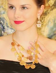 KATE SPADE NY SHIMMER TRIPLE BIB NECKLACE GOLD DAISY FIELDS PERFORATED  FLOWERS