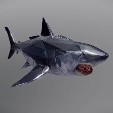 Dark Shark Low Polygon 3d Model Flatpyramid Polygon Art Shark Low Poly 3d Models