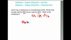 Business Math A Lesson 13 Markdowns Youtube