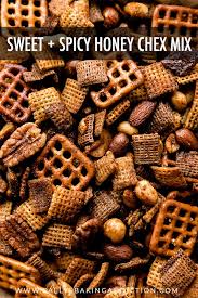 Deliciously Addicting Sweet Spicy Honey Chex Mix With Mixed Nuts Pretzels Bagel Chips And Chex Cereals E Chex Mix Recipes Chex Mix Recipes Sweet Chex Mix
