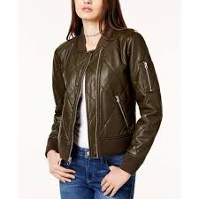 Guess Bella Faux Leather Bomber Jacket 98 Liked On Polyvore Featuring Outerwear Ja Faux Leather Bomber Jacket Flight Jacket Women Patterned Bomber Jacket