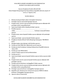 Lomba tata upacara bendera smp negeri 1 kedu di gor bambu runcing temanggung pada tanggal 28 februari 2015. Teks Protokol 17an Pdf